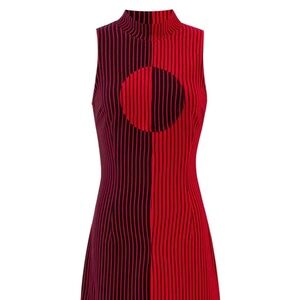 Red and Black Striped Fashion Brand Company Dress